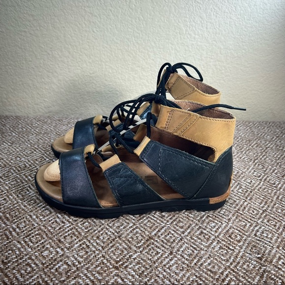 Sorel Womens Torpeda Lace Up II Sandals Black Brown Leather Gladiator Sz 8.5 - Picture 3 of 6